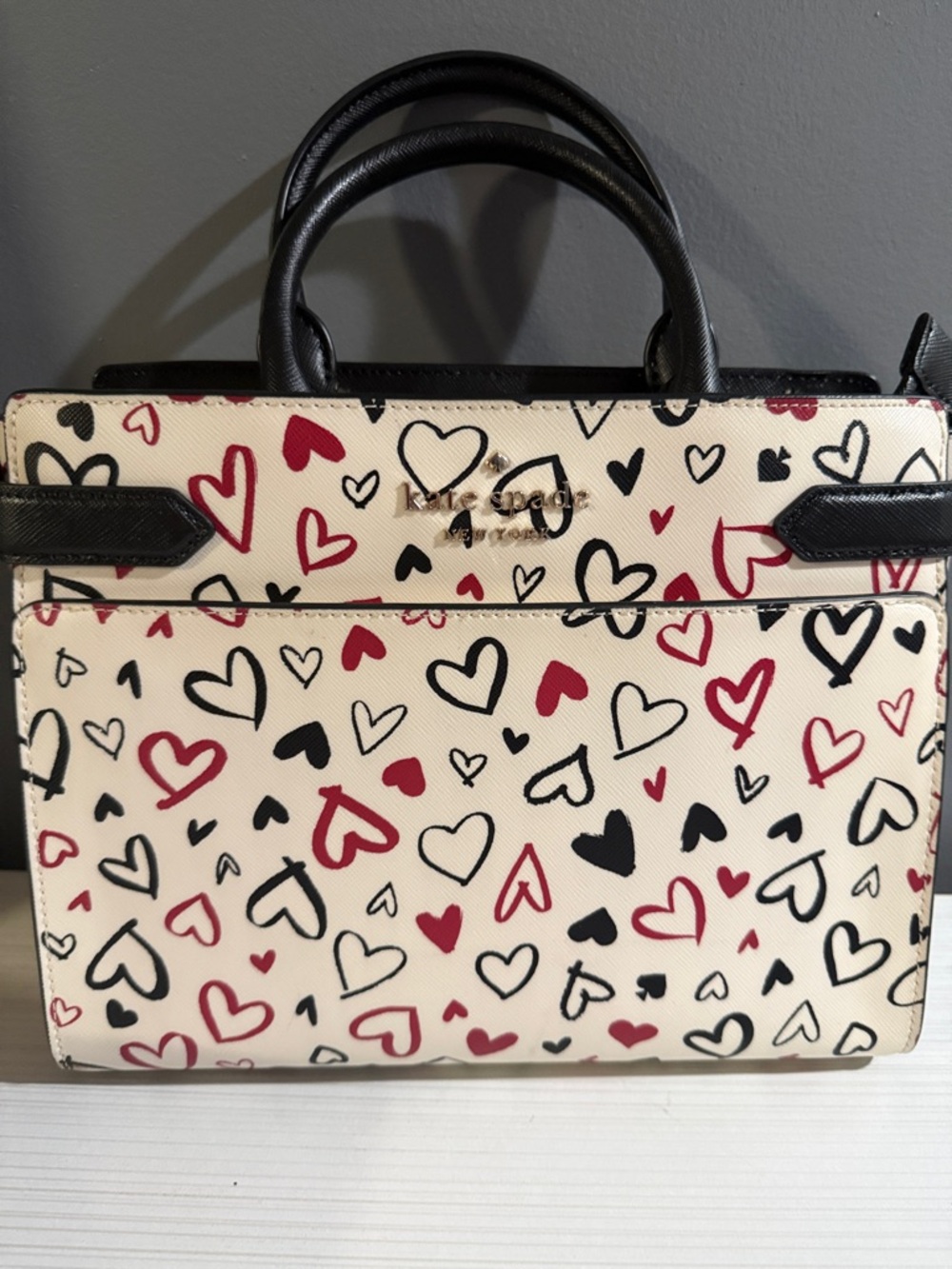 Kate Spade New York Staci Medium Satchel scribble hearts w/matching wallet $520 - Picture 5 of 12